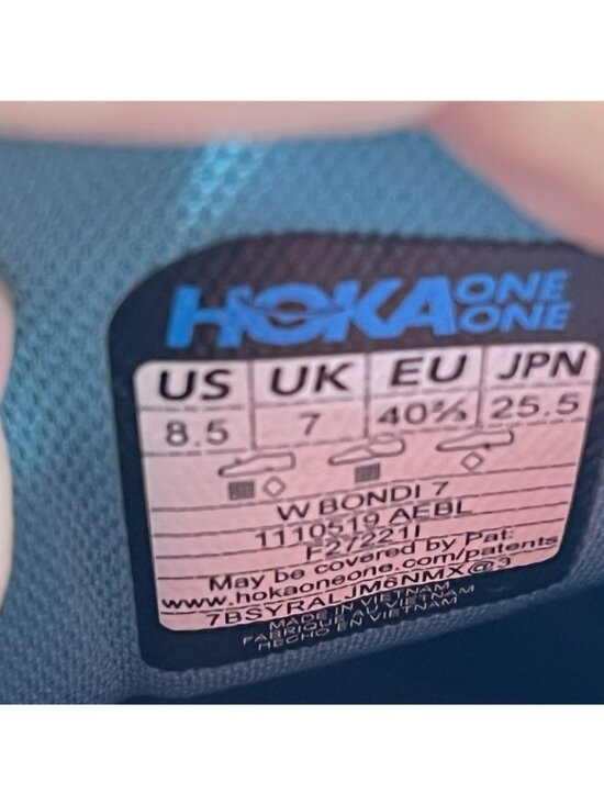 Hoka One One Bondi 7 Women Size 8.5 Blue Running Shoes Sneakers
